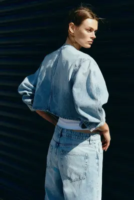 Veste courte en denim - Bleu denim clair — photo 4