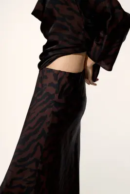 Slip skirt maxi - Marron foncé/imprimé zèbre — photo 1