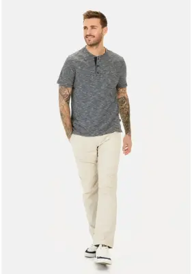 CAMEL ACTIVE TEE SHIRT BOUTONS RAYE Marine — photo 2