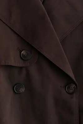 Trench-coat court avec ceinture à nouer - Marron foncé — photo 5