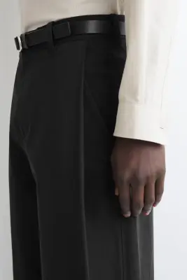 PANTALON LARGE DÉCONTRACTÉ À PLIS - NOIR — photo 3