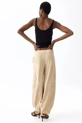 Pantalon barrel - Beige clair — photo 2