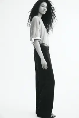 Pantalon en velours de coton côtelé - Marron foncé — photo 2