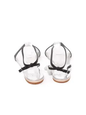 Sandales plates bijoux cristal Swarovski en gros grain noir et cuir Argent Prix boutique 675€ Taille 37,5 — photo 4