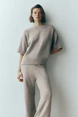 T-shirt en maille - Taupe chiné — photo 2