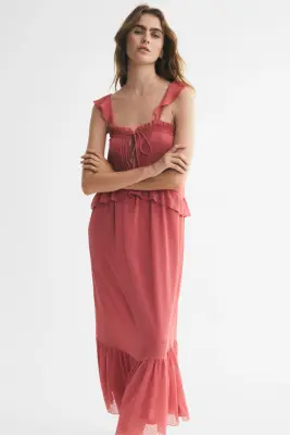 Robe volantée en plumetis - Rose foncé — photo 1