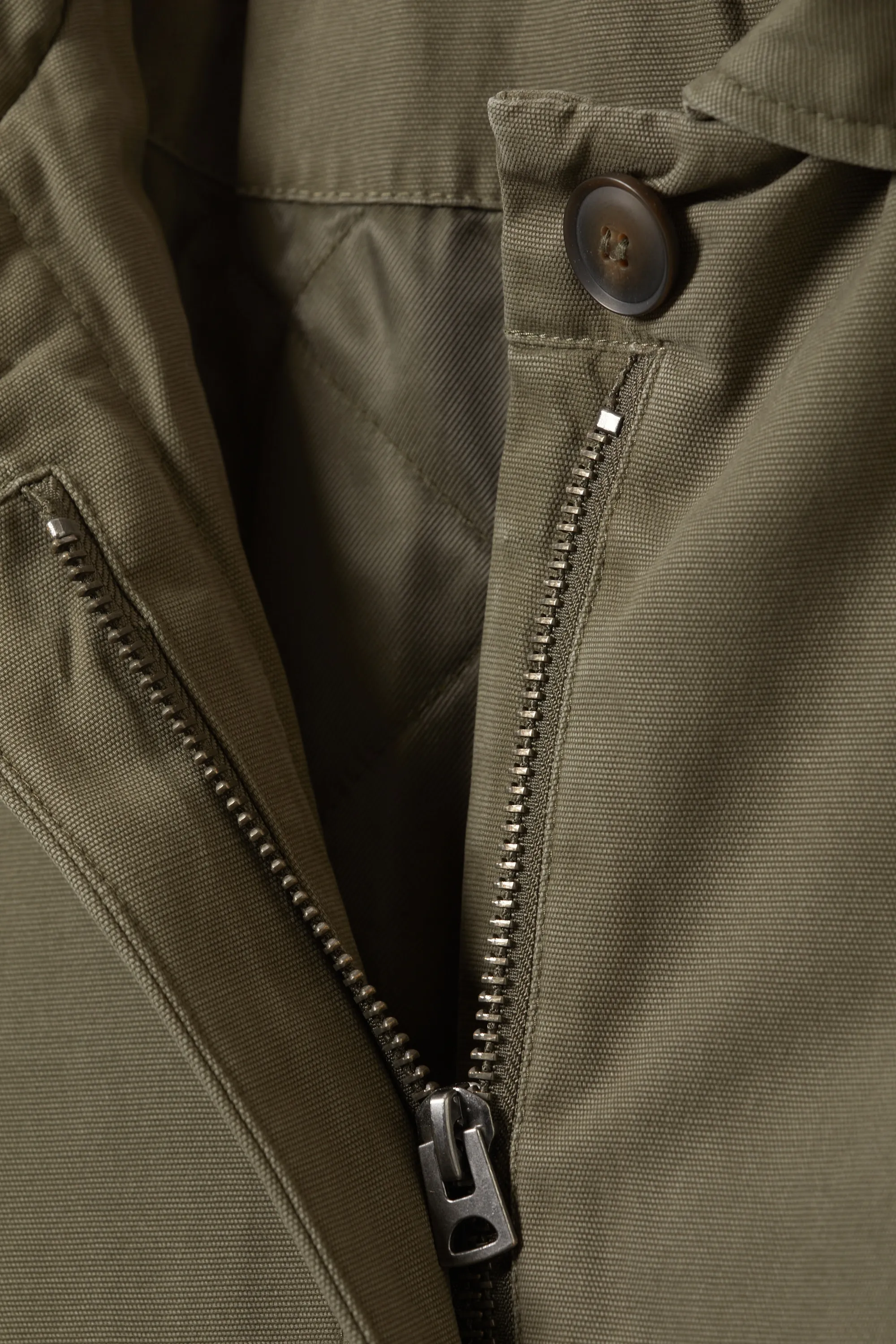 Manteau en toile coupe ample - Vert kaki foncé
