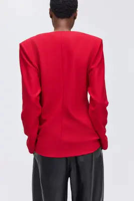 Blazer sablier sans col - Rouge — photo 2