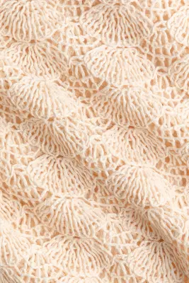 Robe à plis godets en maille façon crochet - Beige clair — photo 2