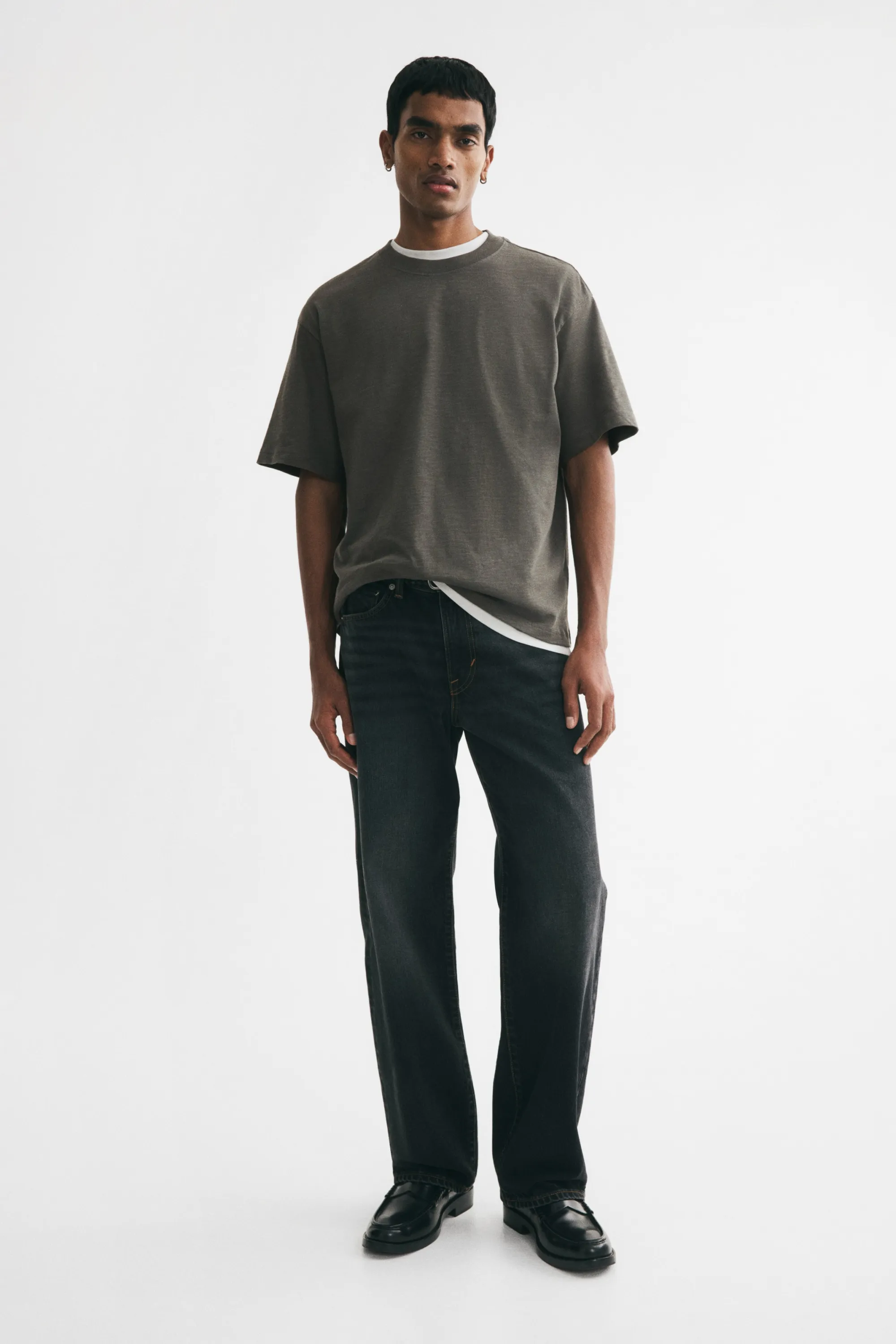 T-shirt Relaxed Fit en coton - Vert kaki foncé