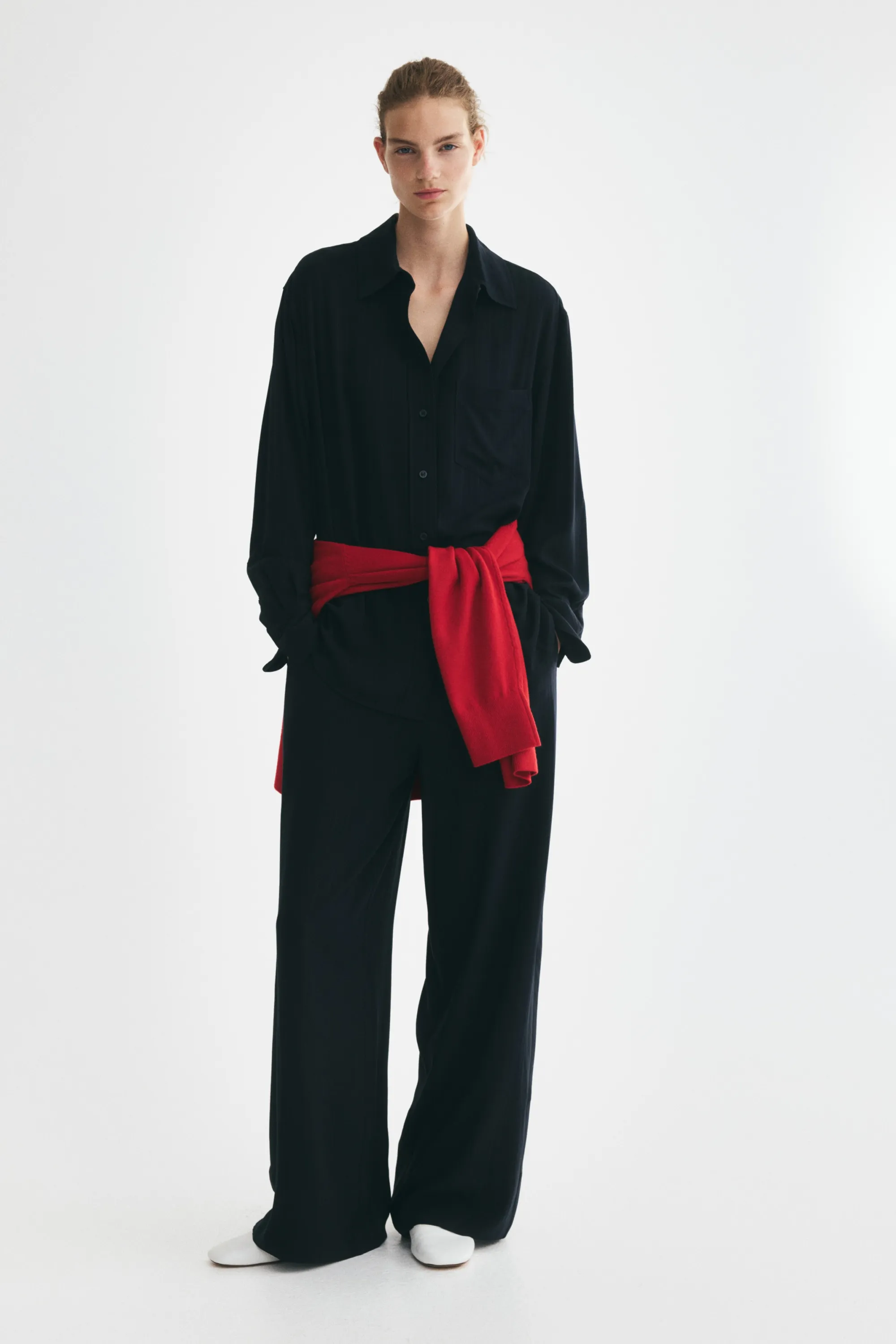 Chemise oversize en viscose - Bleu marine