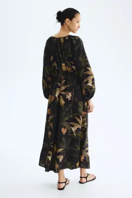 Robe tunique oversize - Noir/fleuri — photo 3