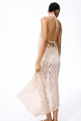 Robe dos nu façon crochet - Beige clair chiné — photo 2