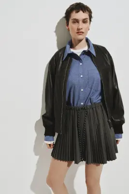 Chemise oversize en popeline de coton - Bleu/carreaux — photo 2