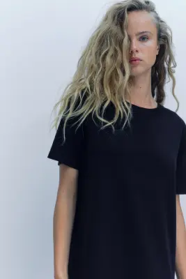 Robe T-shirt en maille fine - Noir — photo 2