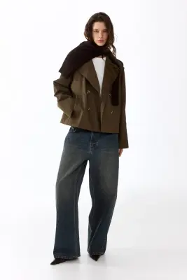 Trench-coat court - Vert kaki foncé — photo 2