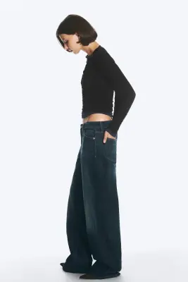 Jean jambe large taille basse Ample - Rain Blue - Bleu foncé — photo 3
