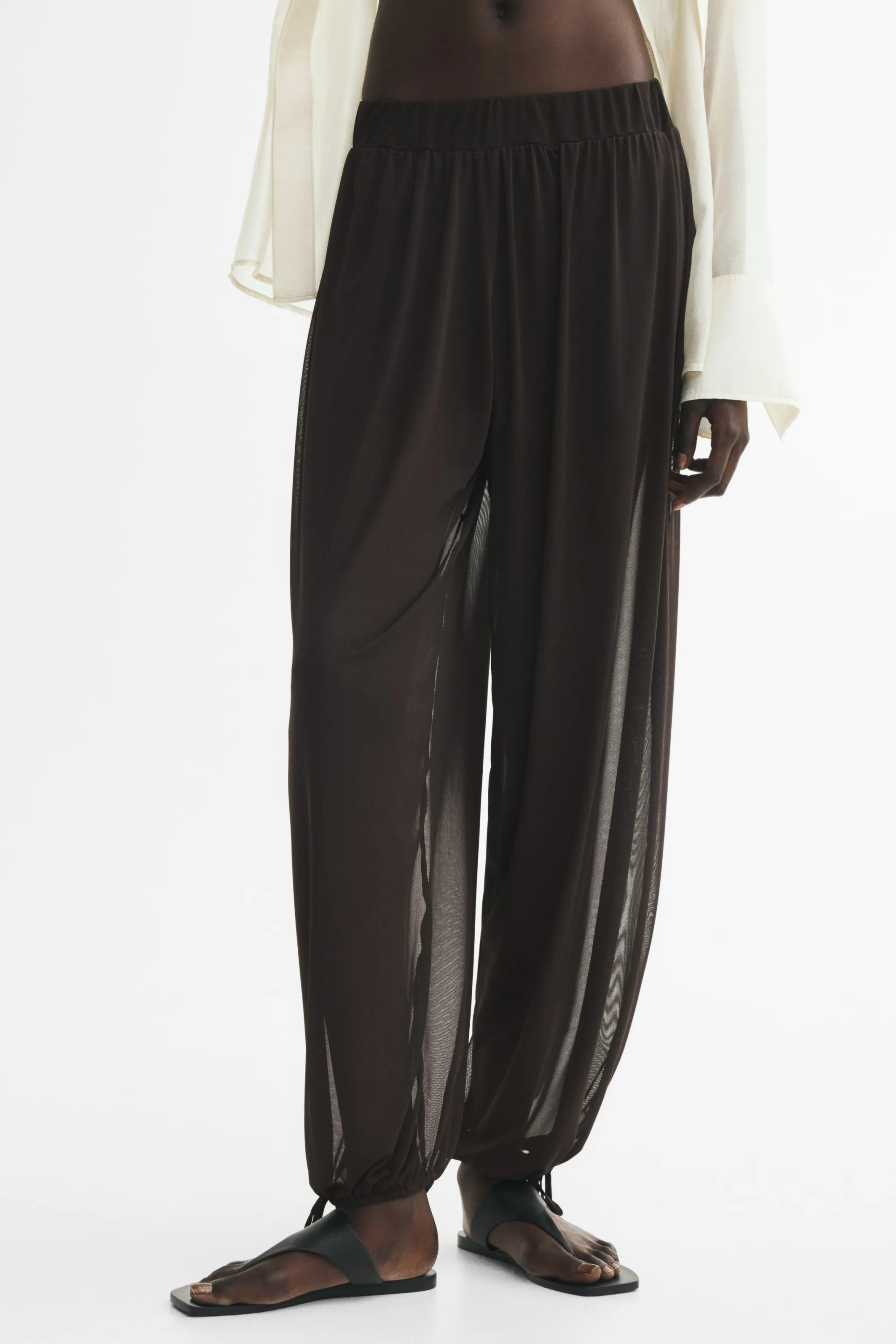 Pantalon ballon en mesh - Marron foncé