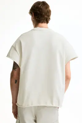 T-shirt Oversized Fit en coton - Crème — photo 3