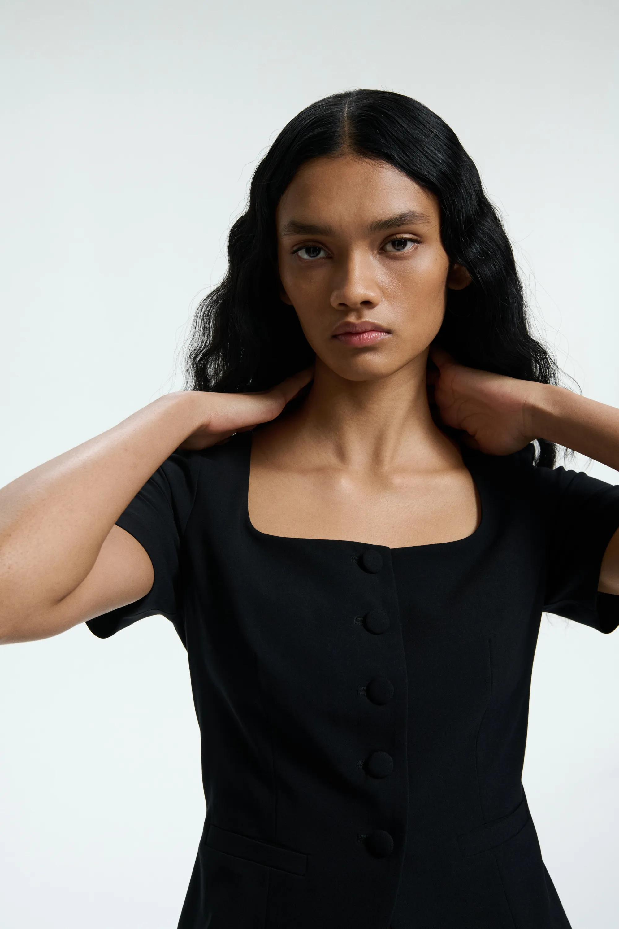 Top à boutons - Noir