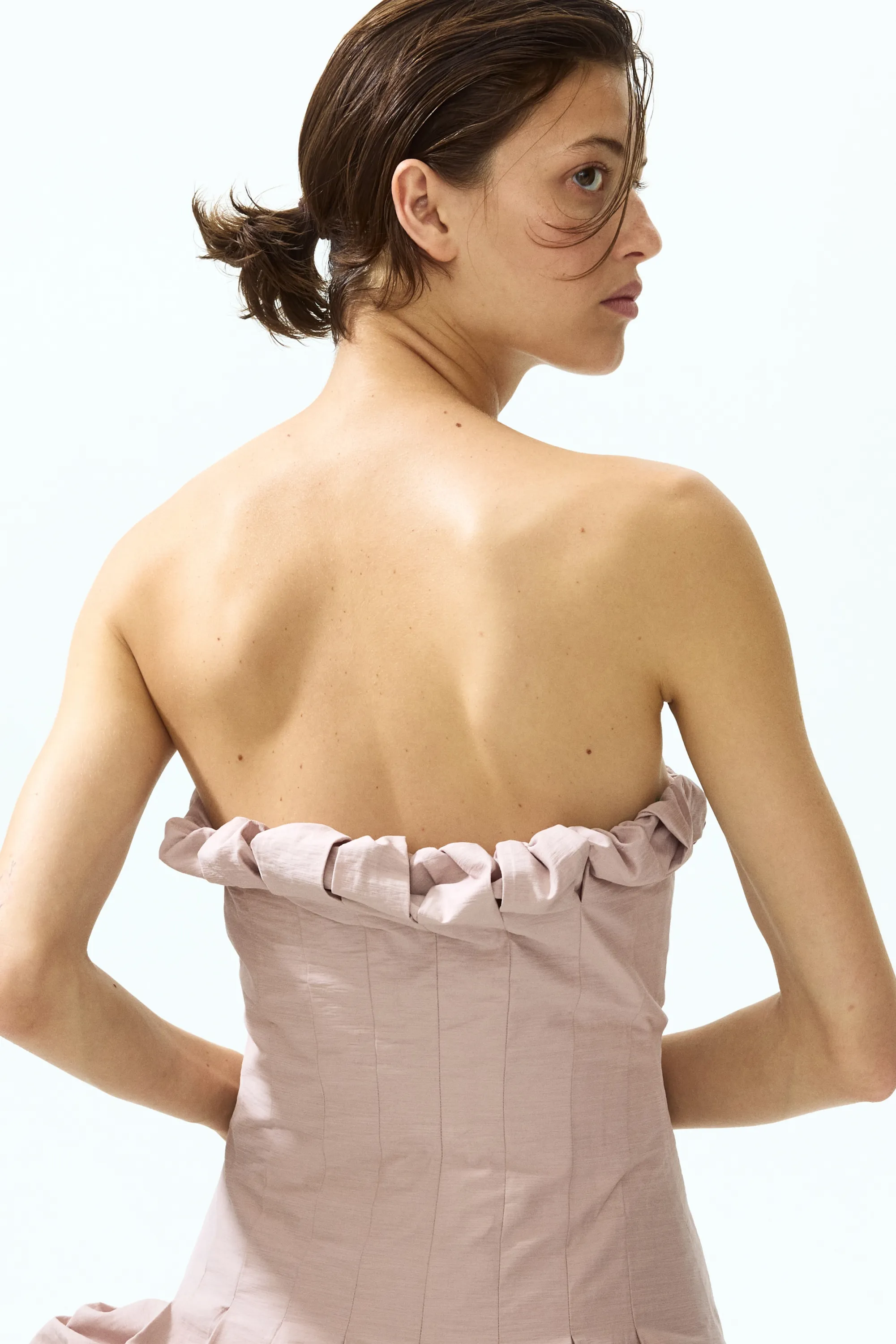 Robe bandeau avec base à effet boule - Rose ancien clair