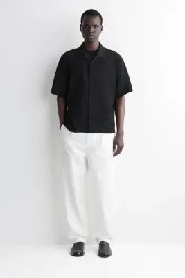 CHEMISE EN COTON FROISSÉ - NOIR — photo 2