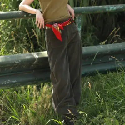 Pantalon Scarlett Velours Kaki — photo 1