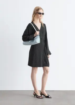 Robe courte portefeuille - Noir/À pois — photo 3