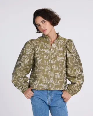 Chemise Elvy imprimé Toile de jeu kaki — photo 1