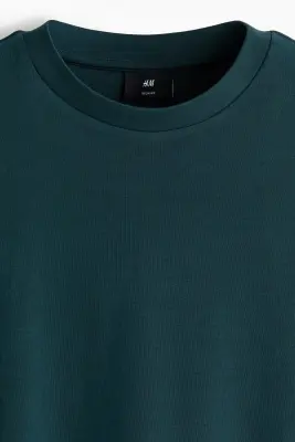 T-shirt Loose Fit en interlock - Turquoise foncé — photo 4