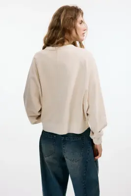 Sweat oversize en coton - Beige clair — photo 3