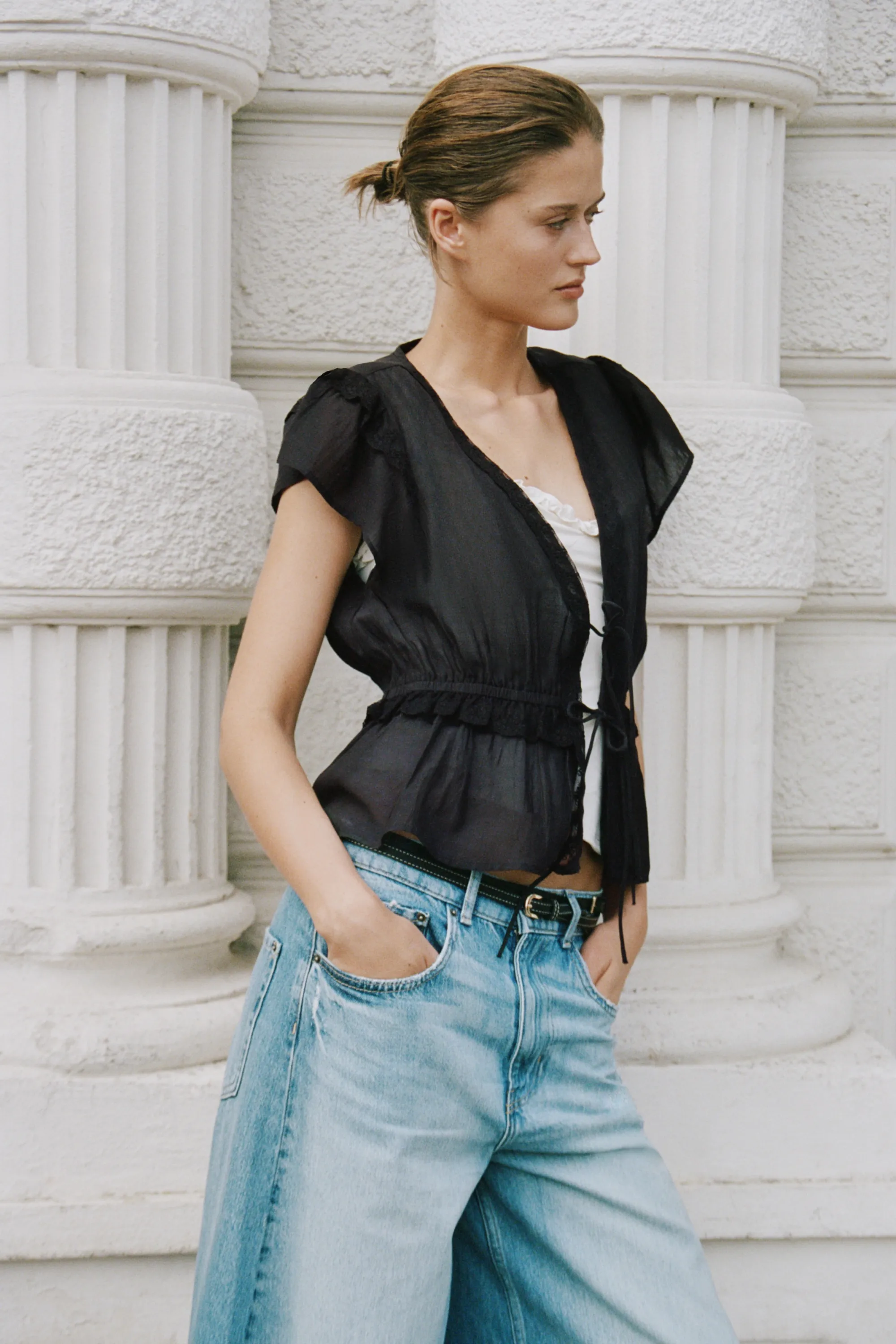 Blouse volantée - Noir