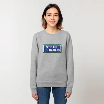 SWEAT SHIRT COTON BIO BRODÉ - SAINT PAUL LE MARAIS - GRIS — photo 3