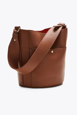 Sac Sofia grainé cognac intérieur orange — photo 3