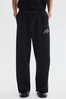 Pantalon jogger Relaxed Fit en coton - Noir/No Love Just Fire — photo 1