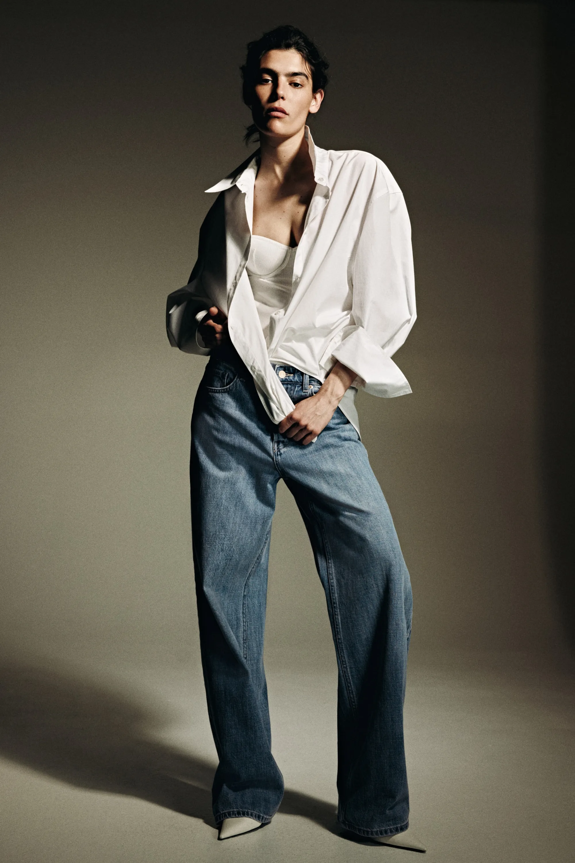 Wide Regular Waist Jeans - Bleu denim clair