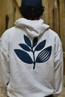 Sweatshirt Magenta Denim plant Hoodie – Ash — photo 3
