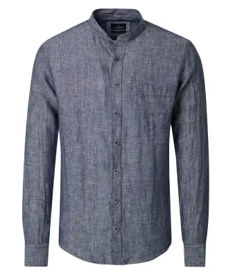 CASA MODA CHEMISE LIN COL MAO Marine chiné — photo 2