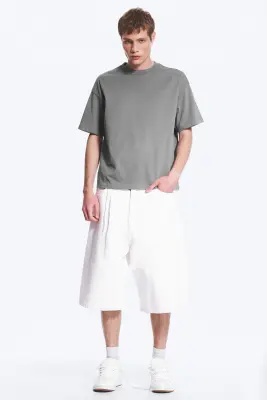 T-SHIRT COUPE AMPLE - Gris cendré — photo 2