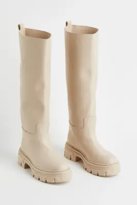 Bottes de hauteur genou - Beige clair — photo 1