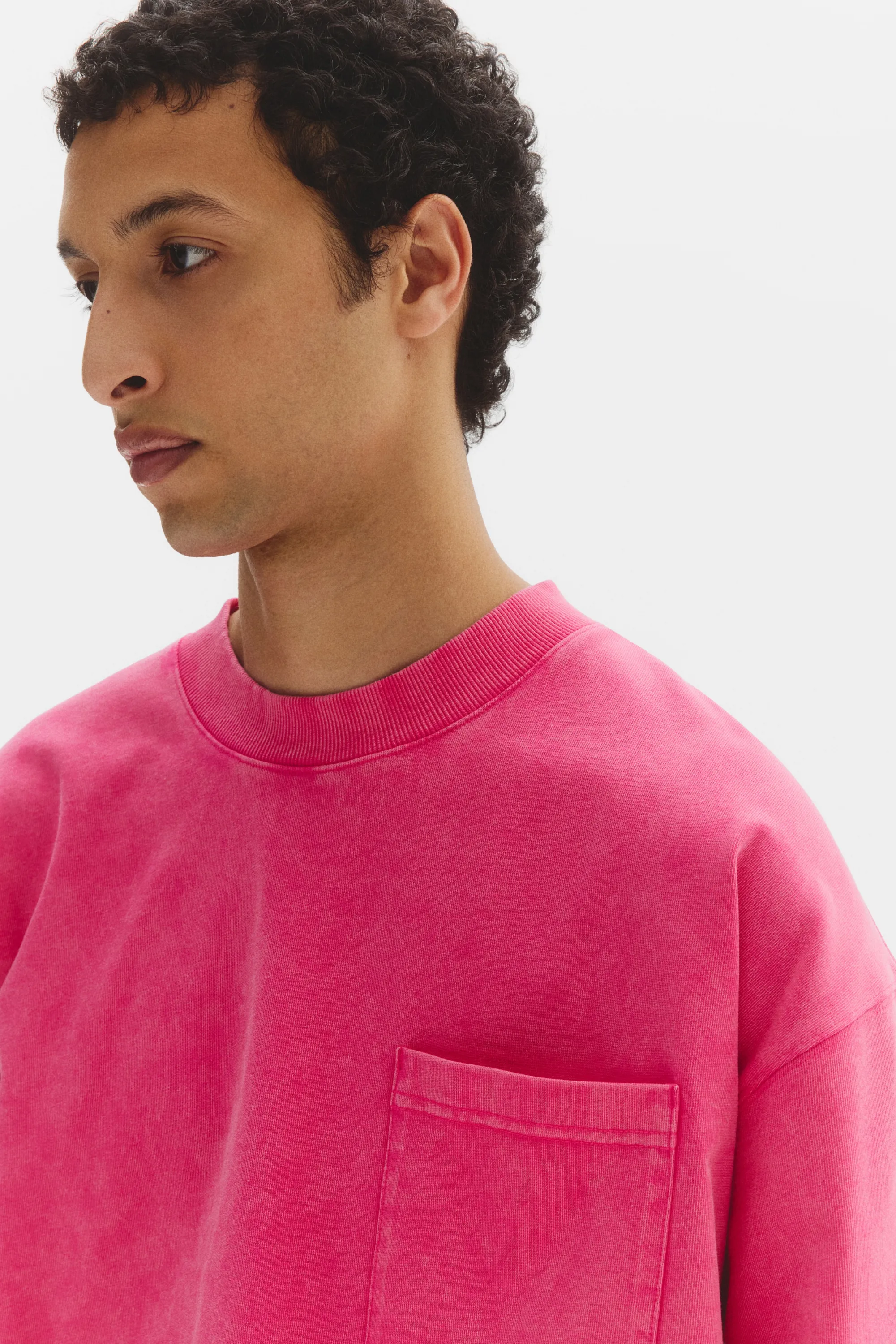 T-shirt à effet superposé Oversized Fit en coton - Rose vif/color block