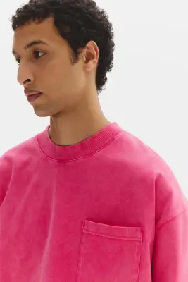 T-shirt à effet superposé Oversized Fit en coton - Rose vif/color block — photo 1