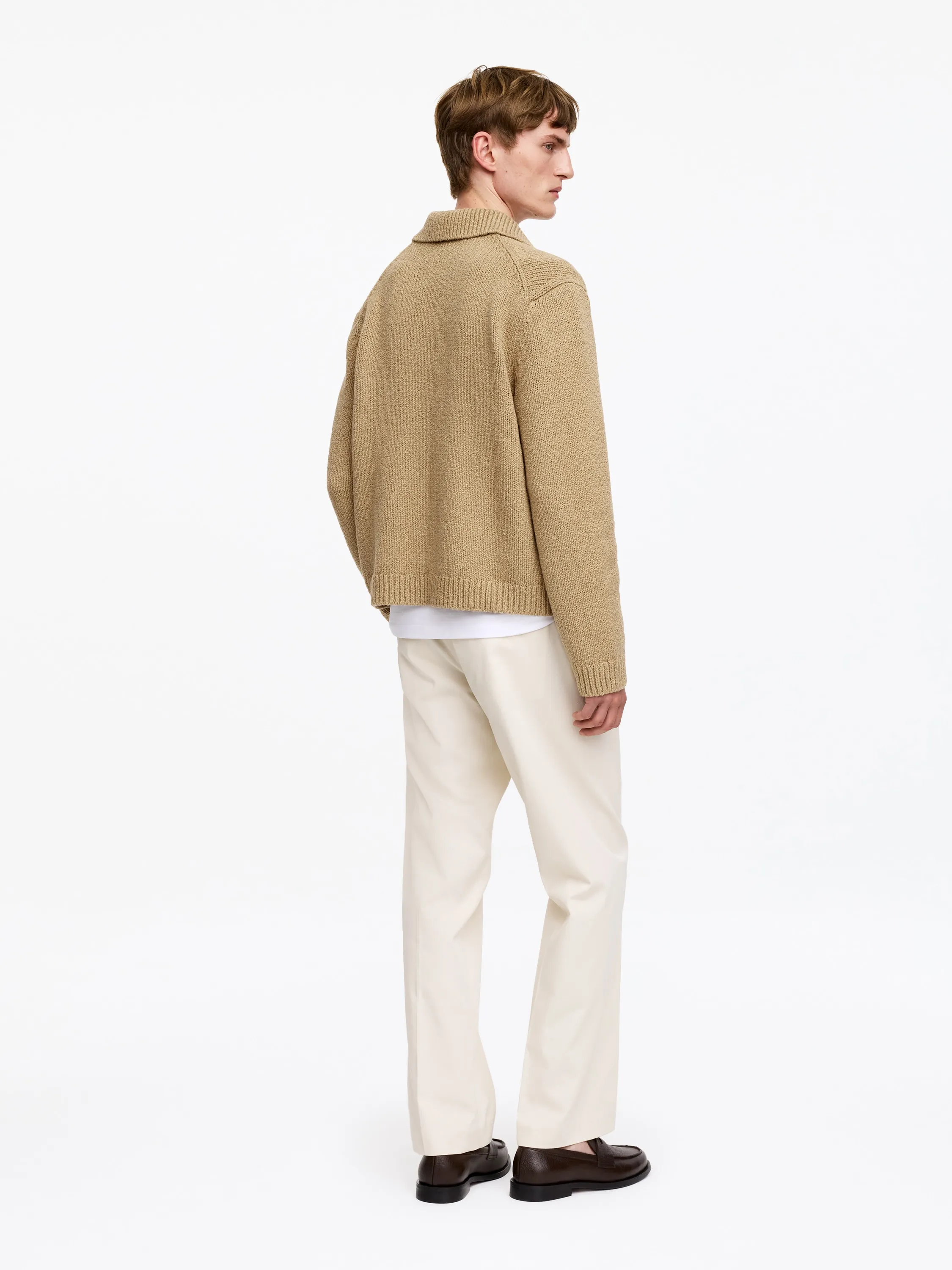 Cardigan zippé en coton mélangé - Beige foncé