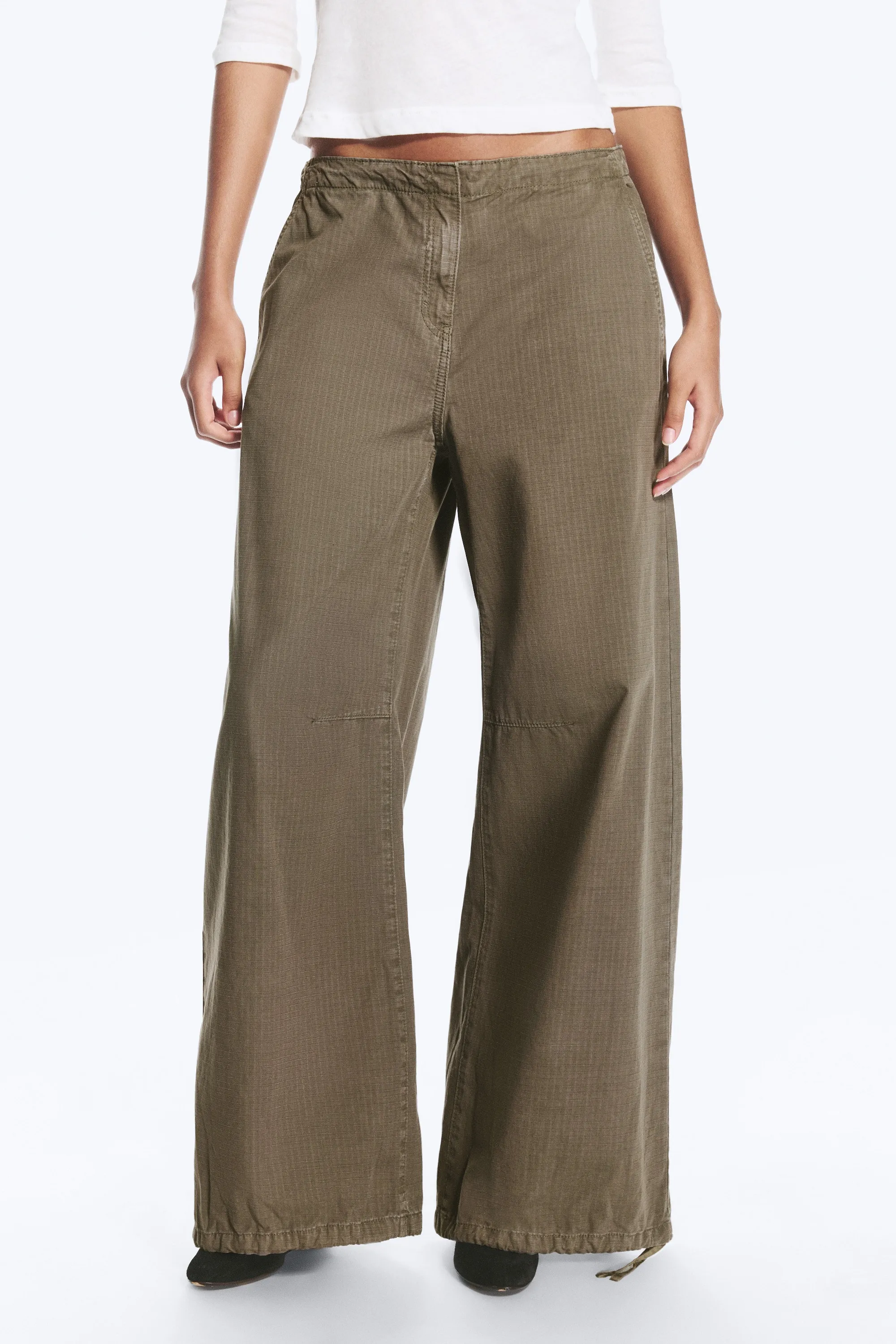Pantalon baggy déchiré taille basse - Vert poudré