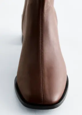 Bottines-chaussettes en cuir nappa - Marron Clair — photo 2