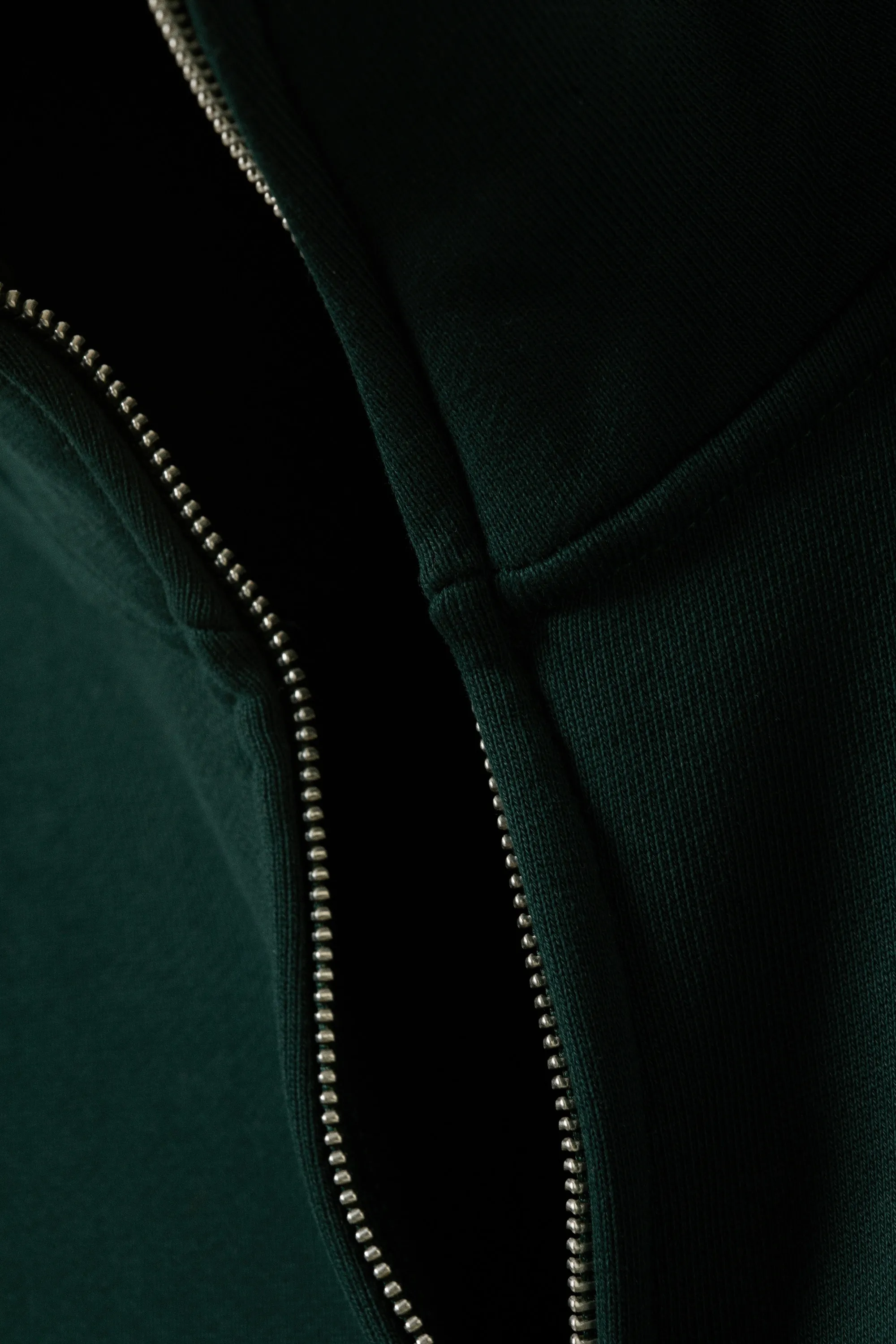 Pull zippé à col cheminée en tissu épais - Vert foncé