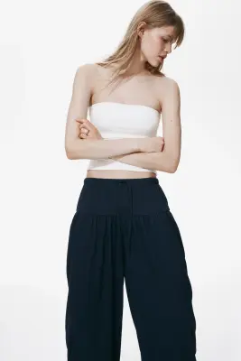 Pantalon ballon froissé - Bleu marine — photo 2