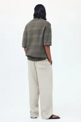 Polo Relaxed fit en maille ajourée - Taupe foncé — photo 4