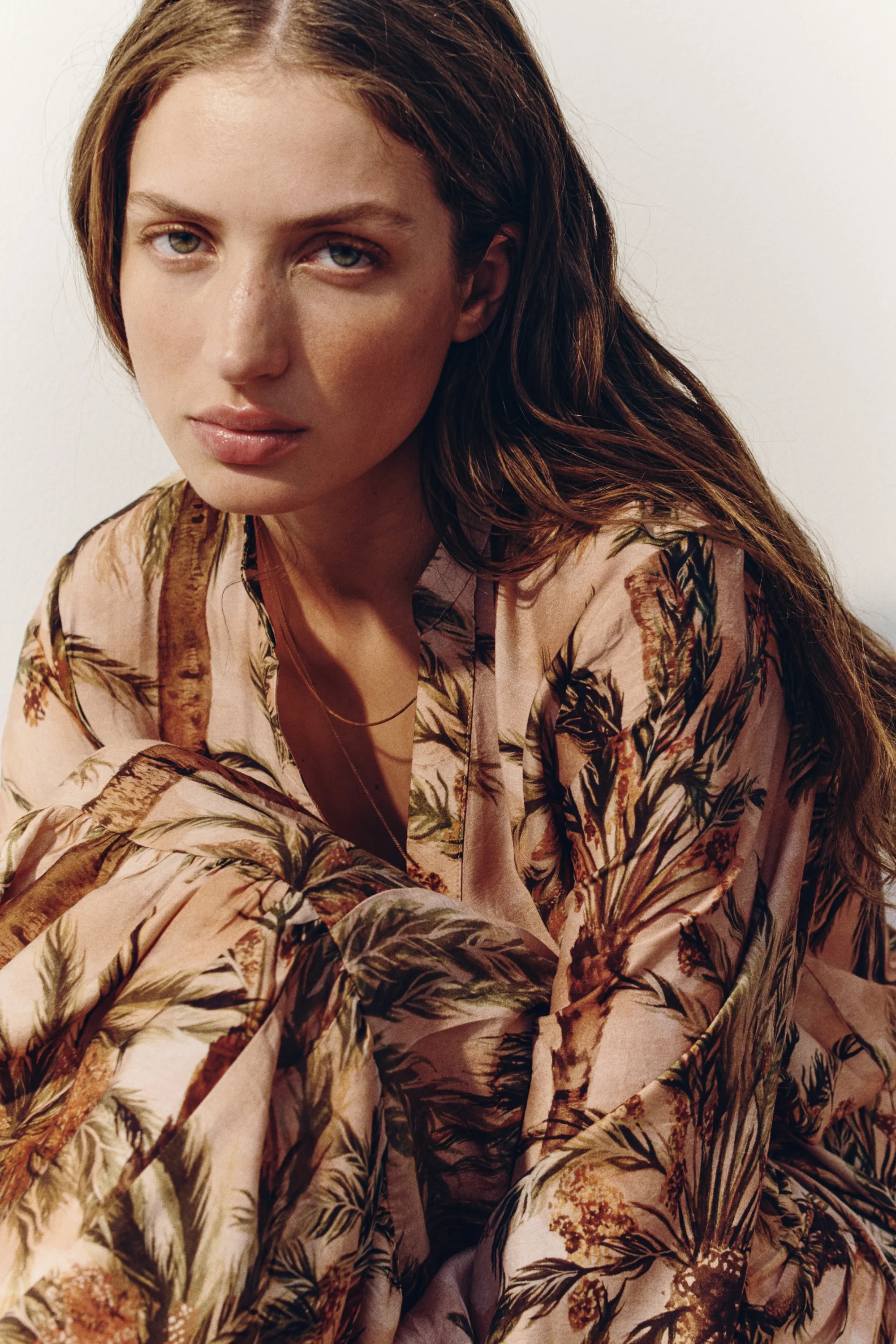 Robe à étage imprimée - Rose pêche/motif
