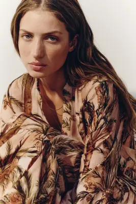 Robe à étage imprimée - Rose pêche/motif — photo 1